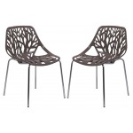 LeisureMod Modern Asbury Dining Chair w/ Chromed Legs, Set of 2, Taupe, AC16TP2