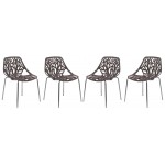 LeisureMod Modern Asbury Dining Chair w/ Chromed Legs, Set of 4, Taupe, AC16TP4