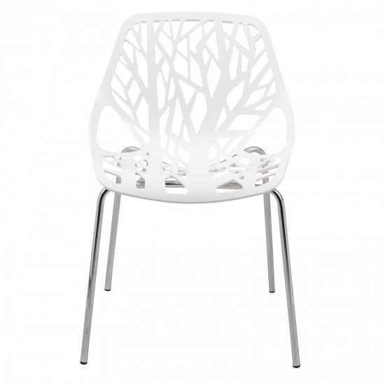 LeisureMod Modern Asbury Dining Chair w/ Chromed Legs, White, AC16W