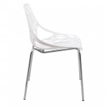 LeisureMod Modern Asbury Dining Chair w/ Chromed Legs, White, AC16W