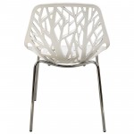 LeisureMod Modern Asbury Dining Chair w/ Chromed Legs, White, AC16W