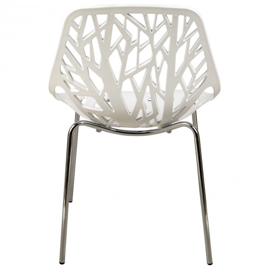 LeisureMod Modern Asbury Dining Chair w/ Chromed Legs, White, AC16W