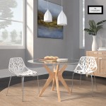 LeisureMod Modern Asbury Dining Chair w/ Chromed Legs, Set of 2, White, AC16W2