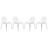 LeisureMod Modern Asbury Dining Chair w/ Chromed Legs, Set of 4, White, AC16W4