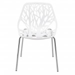 LeisureMod Modern Asbury Dining Chair w/ Chromed Legs, Set of 4, White, AC16W4