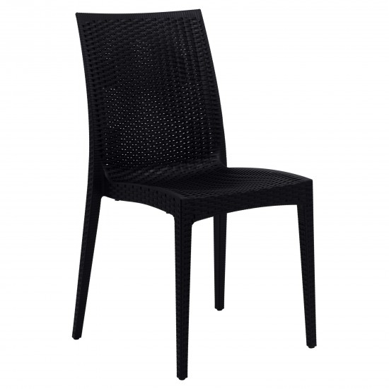 LeisureMod Weave Mace Indoor/Outdoor Dining Chair (Armless), Black, MC19BL