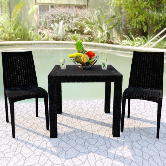 LeisureMod Weave Mace Indoor/Outdoor Dining Chair (Armless), Black, MC19BL