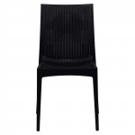 LeisureMod Weave Mace Indoor/Outdoor Dining Chair (Armless), Black, MC19BL