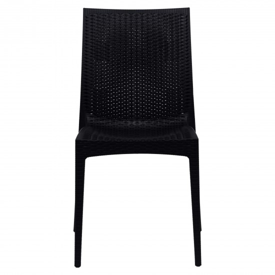 LeisureMod Weave Mace Indoor/Outdoor Dining Chair (Armless), Black, MC19BL