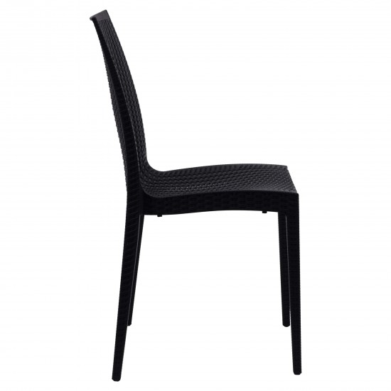 LeisureMod Weave Mace Indoor/Outdoor Dining Chair (Armless), Black, MC19BL