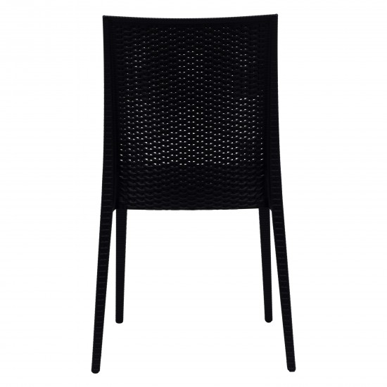LeisureMod Weave Mace Indoor/Outdoor Dining Chair (Armless), Black, MC19BL