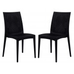 Weave Mace Indoor/Outdoor Dining Chair (Armless), Set of 2, Black, MC19BL2