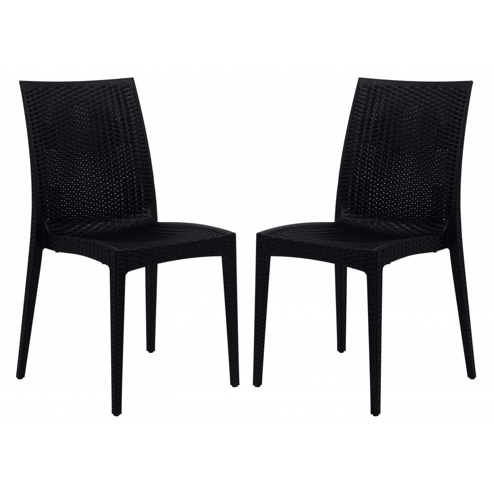 Weave Mace Indoor/Outdoor Dining Chair (Armless), Set of 2, Black, MC19BL2