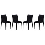 Weave Mace Indoor/Outdoor Dining Chair (Armless), Set of 4, Black, MC19BL4