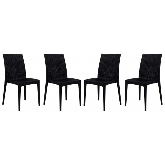 Weave Mace Indoor/Outdoor Dining Chair (Armless), Set of 4, Black, MC19BL4