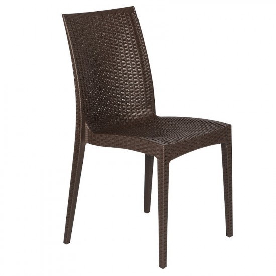 LeisureMod Weave Mace Indoor/Outdoor Dining Chair (Armless), Brown, MC19BR