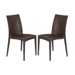 Weave Mace Indoor/Outdoor Dining Chair (Armless), Set of 2, Brown, MC19BR2