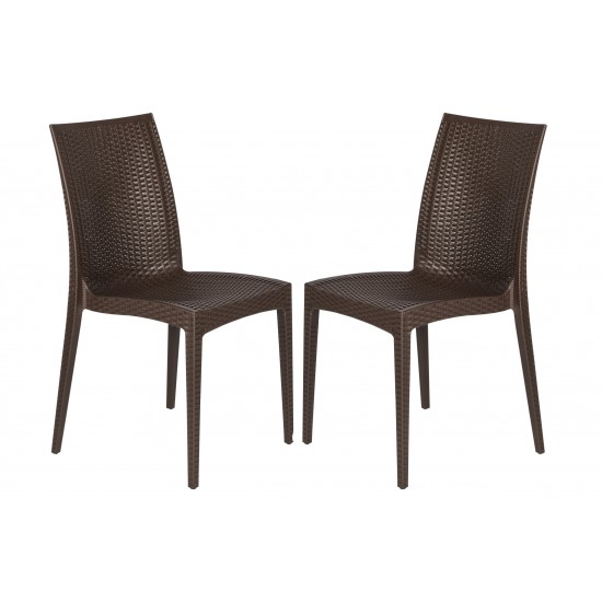 Weave Mace Indoor/Outdoor Dining Chair (Armless), Set of 2, Brown, MC19BR2