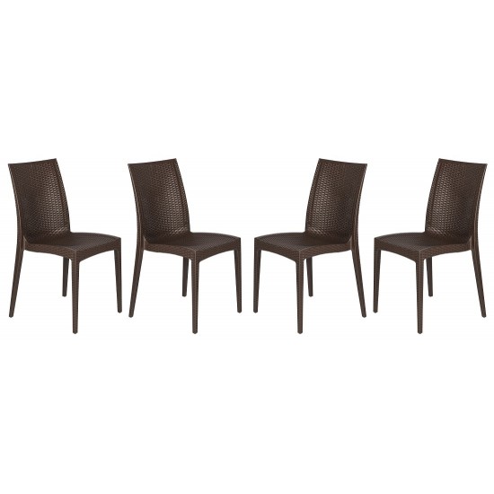 Weave Mace Indoor/Outdoor Dining Chair (Armless), Set of 4, Brown, MC19BR4