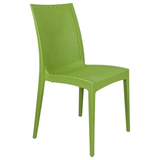 LeisureMod Weave Mace Indoor/Outdoor Dining Chair (Armless), Green, MC19G