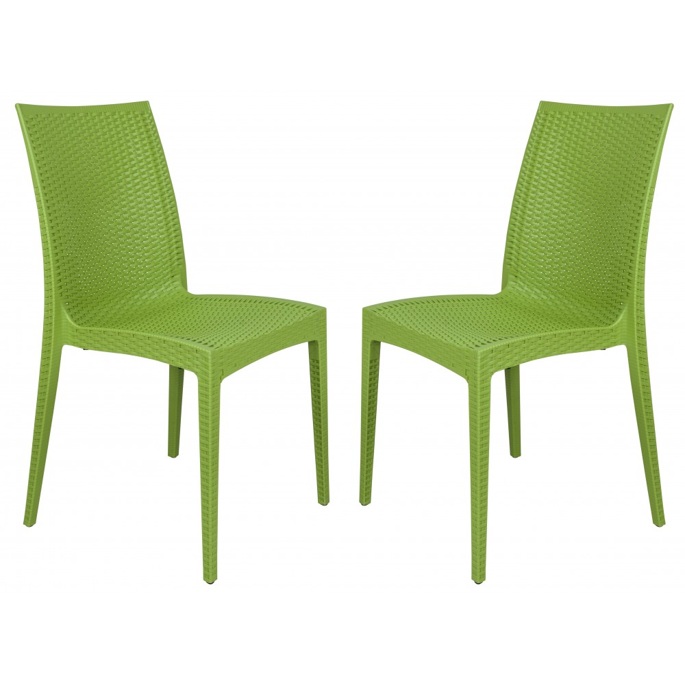 Weave Mace Indoor/Outdoor Dining Chair (Armless), Set of 2, Green, MC19G2