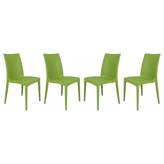 Weave Mace Indoor/Outdoor Dining Chair (Armless), Set of 4, Green, MC19G4