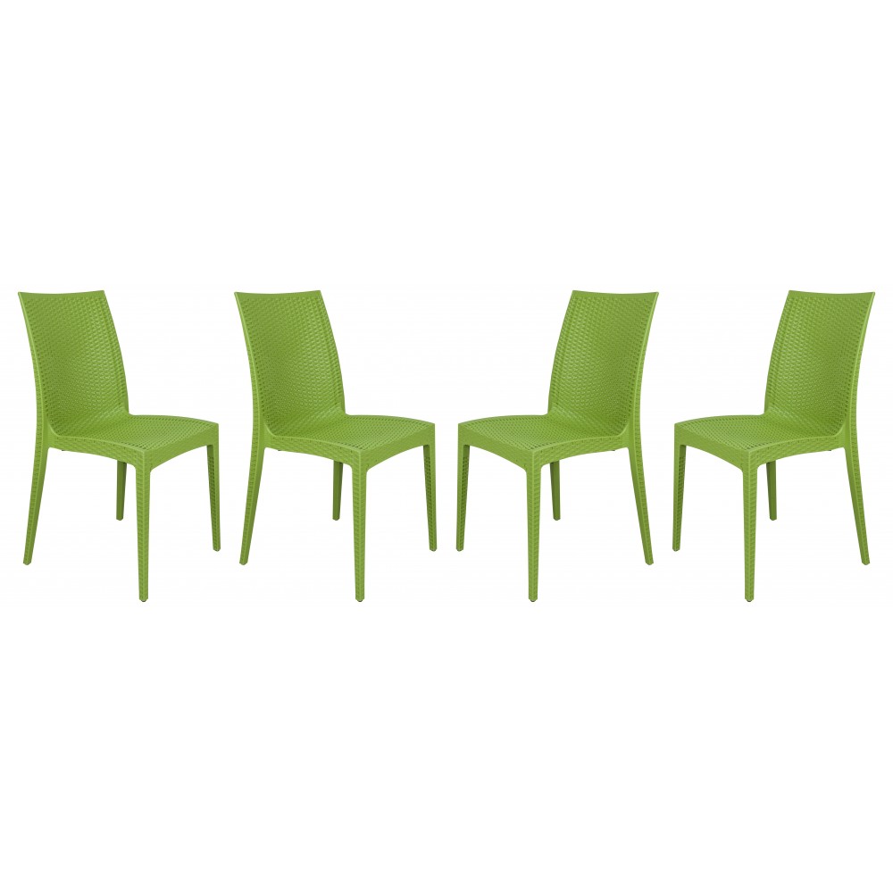 Weave Mace Indoor/Outdoor Dining Chair (Armless), Set of 4, Green, MC19G4