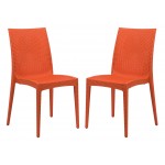 Weave Mace Indoor/Outdoor Dining Chair (Armless), Set of 2, Orange, MC19OR2