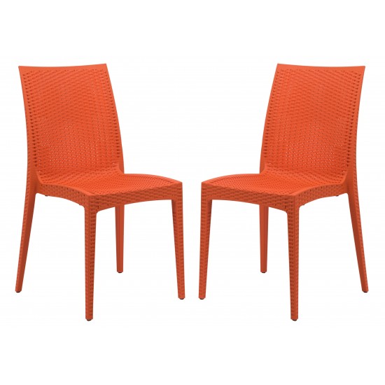 Weave Mace Indoor/Outdoor Dining Chair (Armless), Set of 2, Orange, MC19OR2