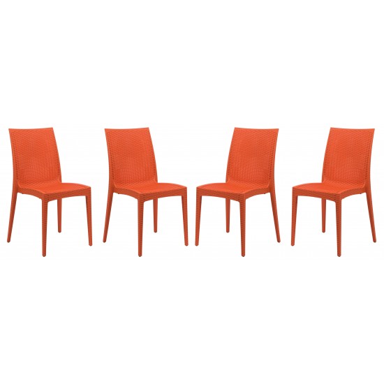 Weave Mace Indoor/Outdoor Dining Chair (Armless), Set of 4, Orange, MC19OR4