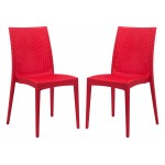 Weave Mace Indoor/Outdoor Dining Chair (Armless), Set of 2, Red, MC19R2