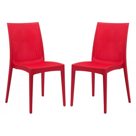 Weave Mace Indoor/Outdoor Dining Chair (Armless), Set of 2, Red, MC19R2