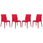 Weave Mace Indoor/Outdoor Dining Chair (Armless), Set of 4, Red, MC19R4