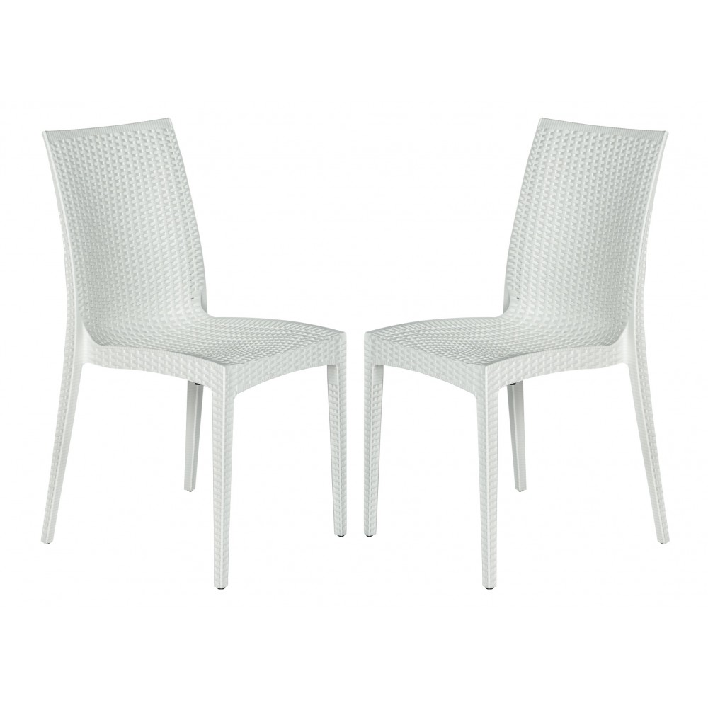 Weave Mace Indoor/Outdoor Dining Chair (Armless), Set of 2, White, MC19W2