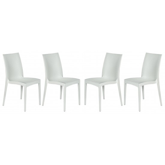 Weave Mace Indoor/Outdoor Dining Chair (Armless), Set of 4, White, MC19W4