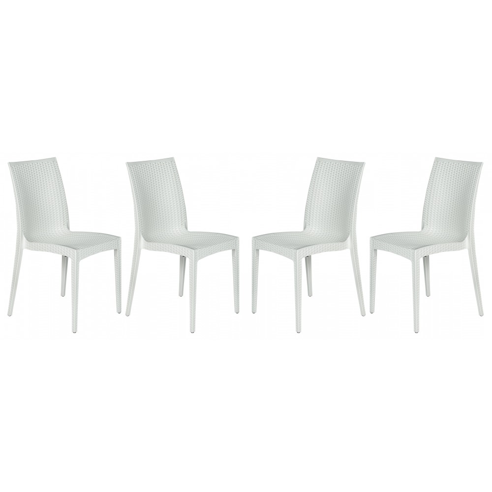 Weave Mace Indoor/Outdoor Dining Chair (Armless), Set of 4, White, MC19W4