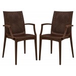 Weave Mace Indoor/Outdoor Chair (With Arms), Set of 2, Brown, MCA19BR2