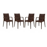 Weave Mace Indoor/Outdoor Chair (With Arms), Set of 4, Brown, MCA19BR4