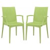 LeisureMod Weave Mace Indoor/Outdoor Chair (With Arms), Set of 2, Green, MCA19G2