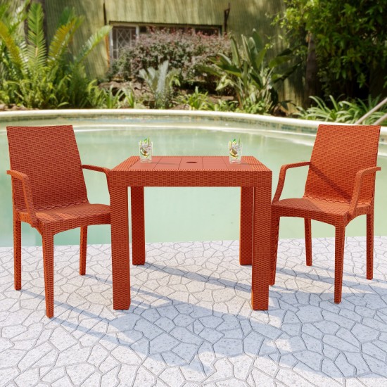 LeisureMod Weave Mace Indoor/Outdoor Chair (With Arms), Orange, MCA19OR