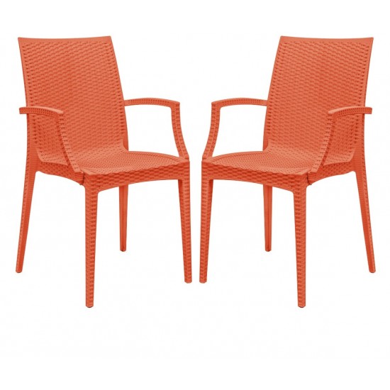 Weave Mace Indoor/Outdoor Chair (With Arms), Set of 2, Orange, MCA19OR2