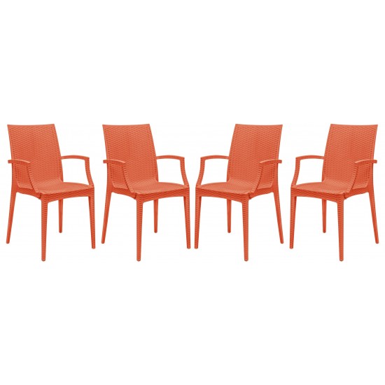 Weave Mace Indoor/Outdoor Chair (With Arms), Set of 4, Orange, MCA19OR4