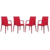 LeisureMod Weave Mace Indoor/Outdoor Chair (With Arms), Set of 4, Red, MCA19R4