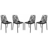 LeisureMod Modern Devon Aluminum Chair, Set of 4, Black, DC23BL4