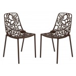 LeisureMod Modern Devon Aluminum Chair, Set of 2, Brown, DC23BR2