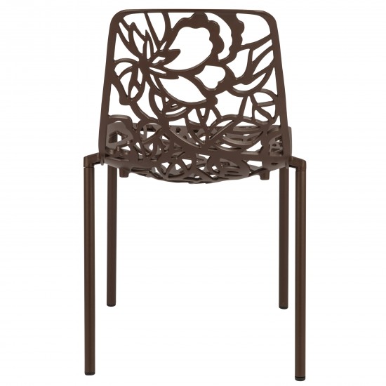 LeisureMod Modern Devon Aluminum Chair, Set of 2, Brown, DC23BR2