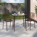 LeisureMod Modern Devon Aluminum Chair, Set of 2, Brown, DC23BR2