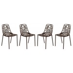 LeisureMod Modern Devon Aluminum Chair, Set of 4, Brown, DC23BR4