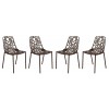 LeisureMod Modern Devon Aluminum Chair, Set of 4, Brown, DC23BR4