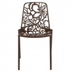 LeisureMod Modern Devon Aluminum Chair, Set of 4, Brown, DC23BR4